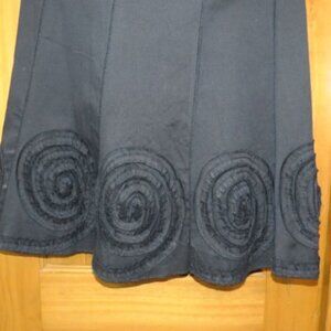 Solitare Black Maxi/Midi Skirt A-Line Bias Panels 3D Roses Cotton Size Small